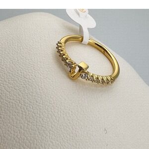 Gold Tone Initial J Ring Cubic Zirconia Pave Letter Band Size 6 Personalized